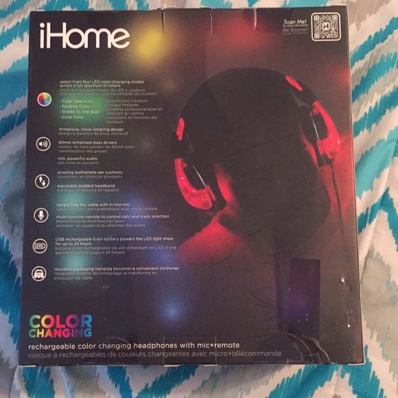 Brand new, unused ihome color changing headphones - Picture 2 of 3